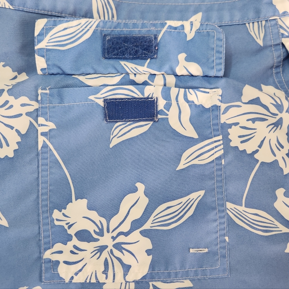 Vintage J.Crew Boardshorts Men’s 38 Blue White Floral Lace-Up Surf Swim Shorts - Picture 10 of 13